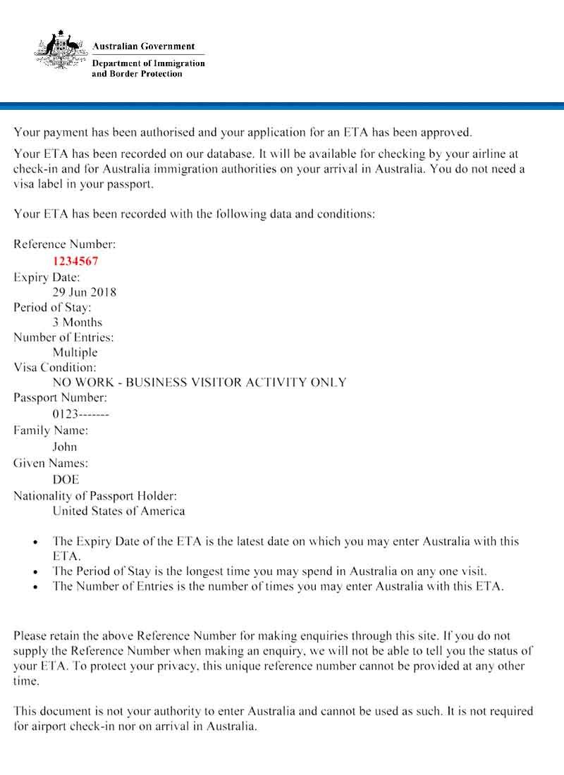 ETA Australie Visa en ligne 