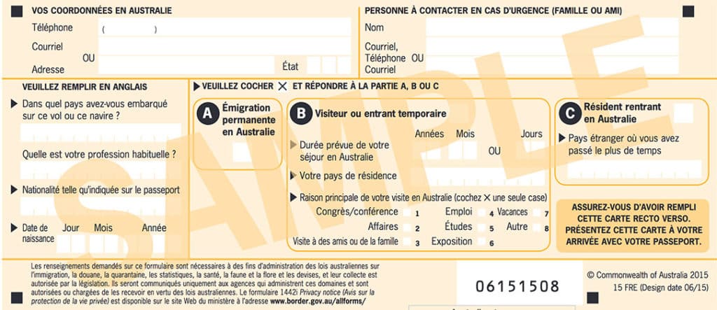 Visa-Touriste-Australie-carte-de-passager-dos