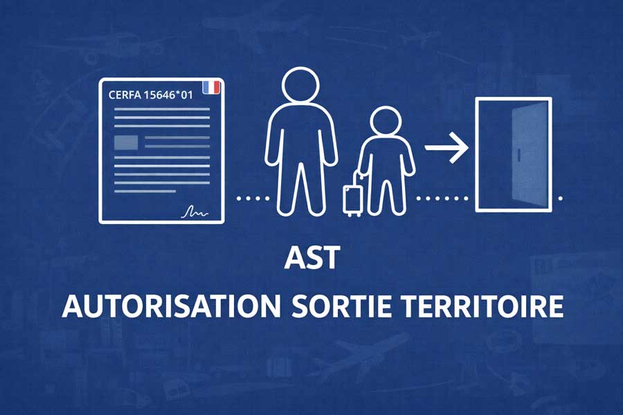 Autorisation de sortie du territoire (AST) : Cerfa 15646*01 pour mineur quittant la France