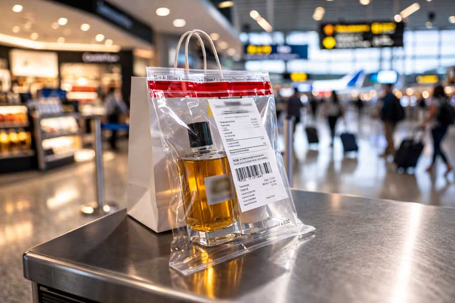 Liquides duty free dans sac scellé STEB pour transit aéroport
