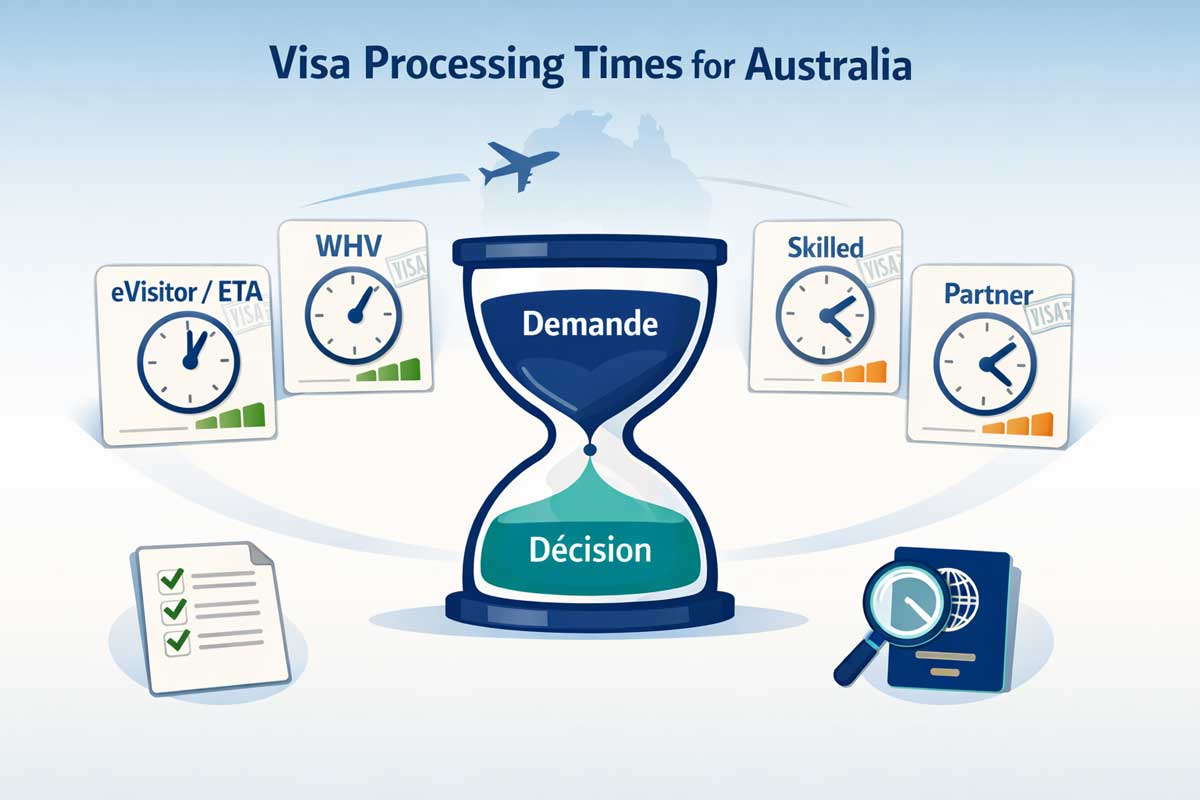 Délais de visa Australie : temps de traitement indicatifs selon le type de visa demandé