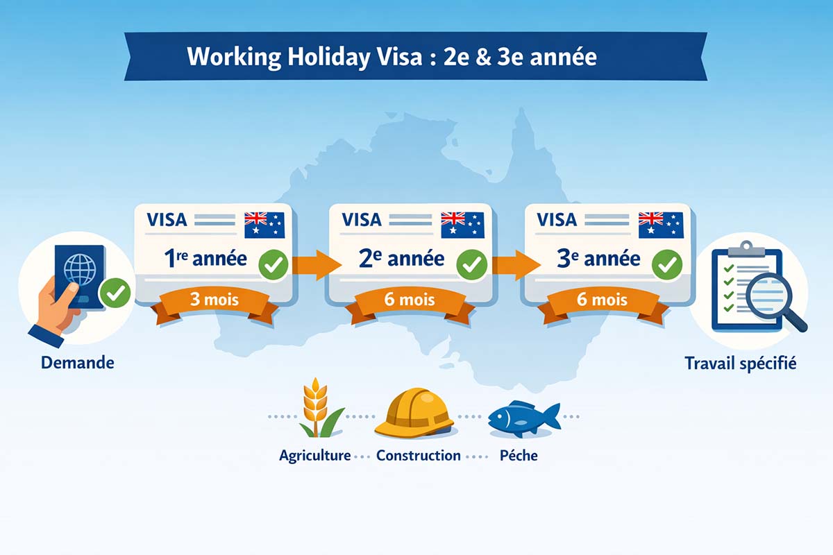 Renouveler son WHV en Australie : conditions pour la 2e et 3e année et specified work